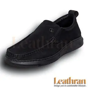 Leathran Men's Premium Black Leather Shoes – Ultimate Comfort & Style BB007