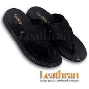 Leathran Men's Comfort Black Sandals – Stylish & Lightweight Footwear SB001